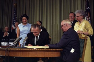 800px-Lyndon_Johnson_signing_Medicare_bill,_with_Harry_Truman,_30_July,_1965 Maria Bartiromo wants to know why Congressman Weiner didn't march up to Lyndon Johnson and demand his Medicare card